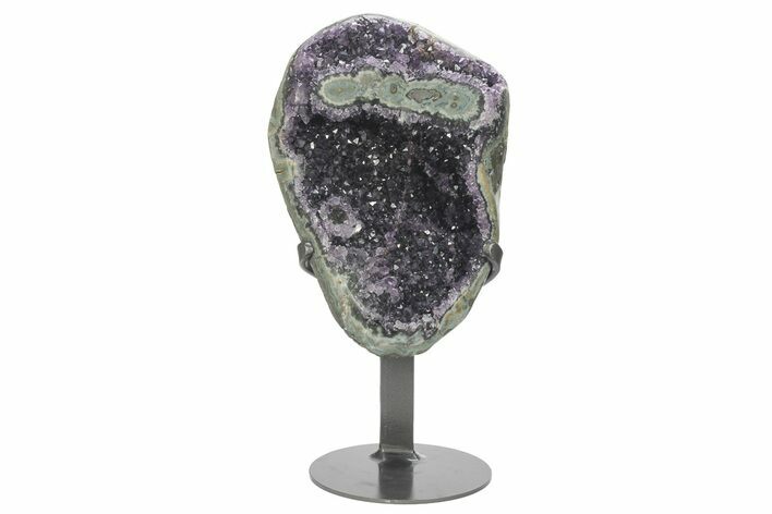 Deep Purple Amethyst Geode With Metal Stand #233909